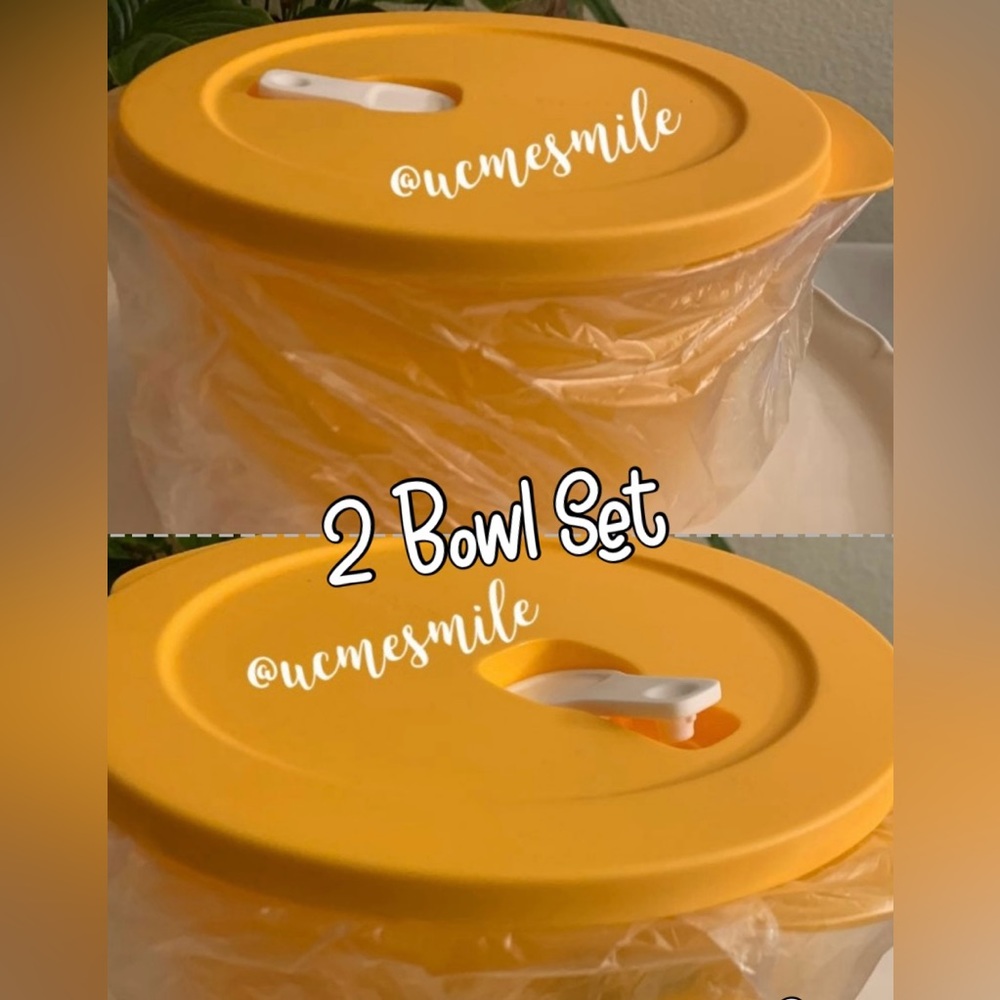 Tupperware CrystalWave Round Bowl Container Set (2)